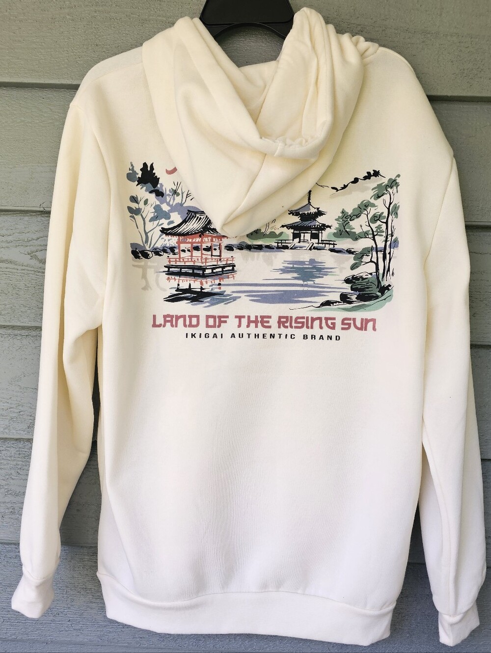 Ikigai Authentic Brand Japanese Landscape Grapic Cream Pullover Hoodie Men's XL